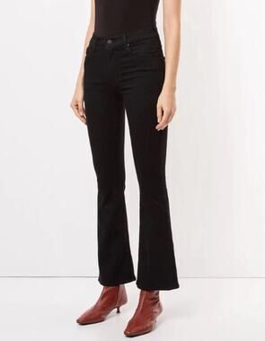MOTHER The Weekender Flare Leg Jeans Mid Rise Dark Wash Not Guilty Black
